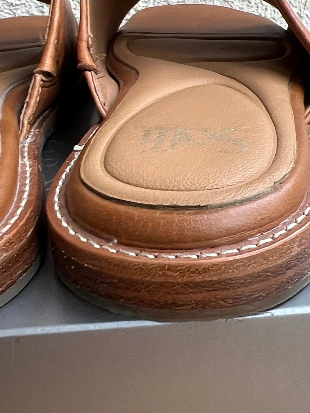 Sofft Tan Leather Slide Sandals